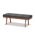 Baxton Studio Larisa Mid-Century Charcoal Upholstered Wood Bench 155-9304